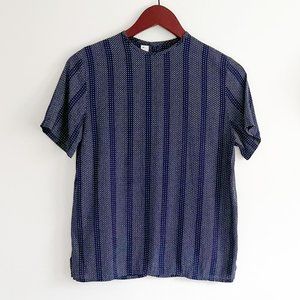 Talbots blue and white top, short-sleeves, Size 4P